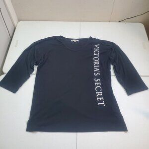 Victoria's Secret Heart Label Long Sleeve Sleep Shirt Pajama Black Women's XL